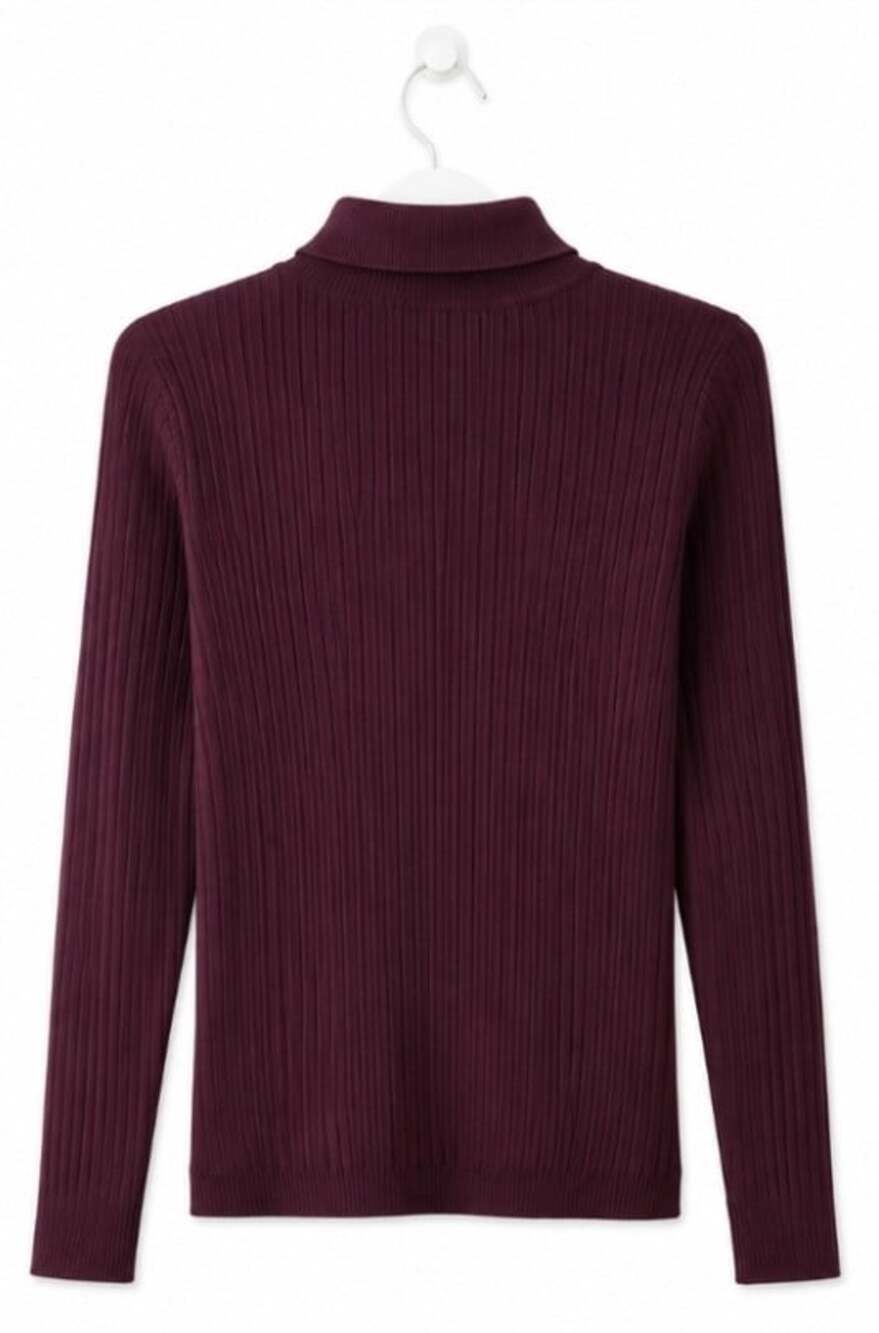 Calvin Klein Merlot Ribbed Knit Turtleneck Sweater Cuff Buttons NWT Sz M New T30 - Picture 3 of 7